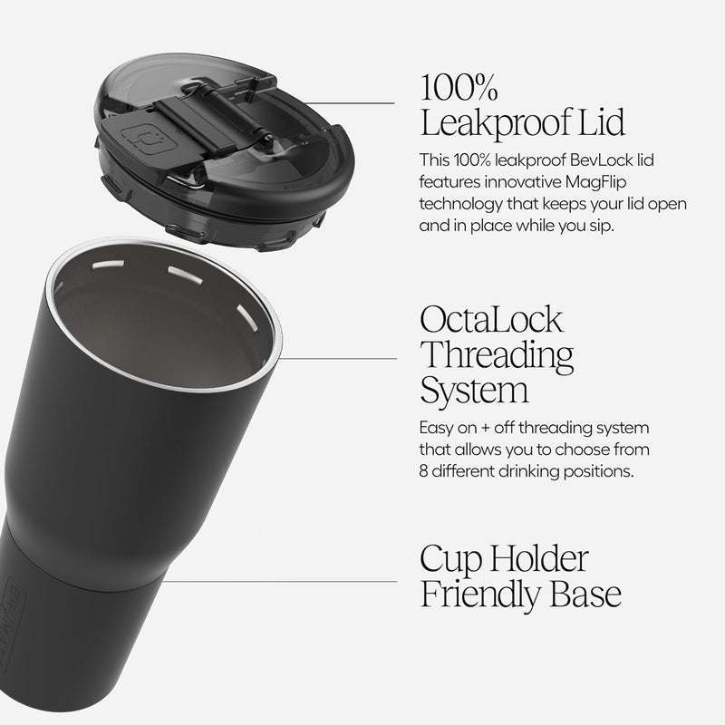 BrÃ¼Mate Nav 25oz 100% Leak Proof Insulated Travel Tumbler with Magnetic BevLock™ Lid - Double Wall Cup-Holder Friendly Stainless Steel Mug (Matte Black) - Image 3